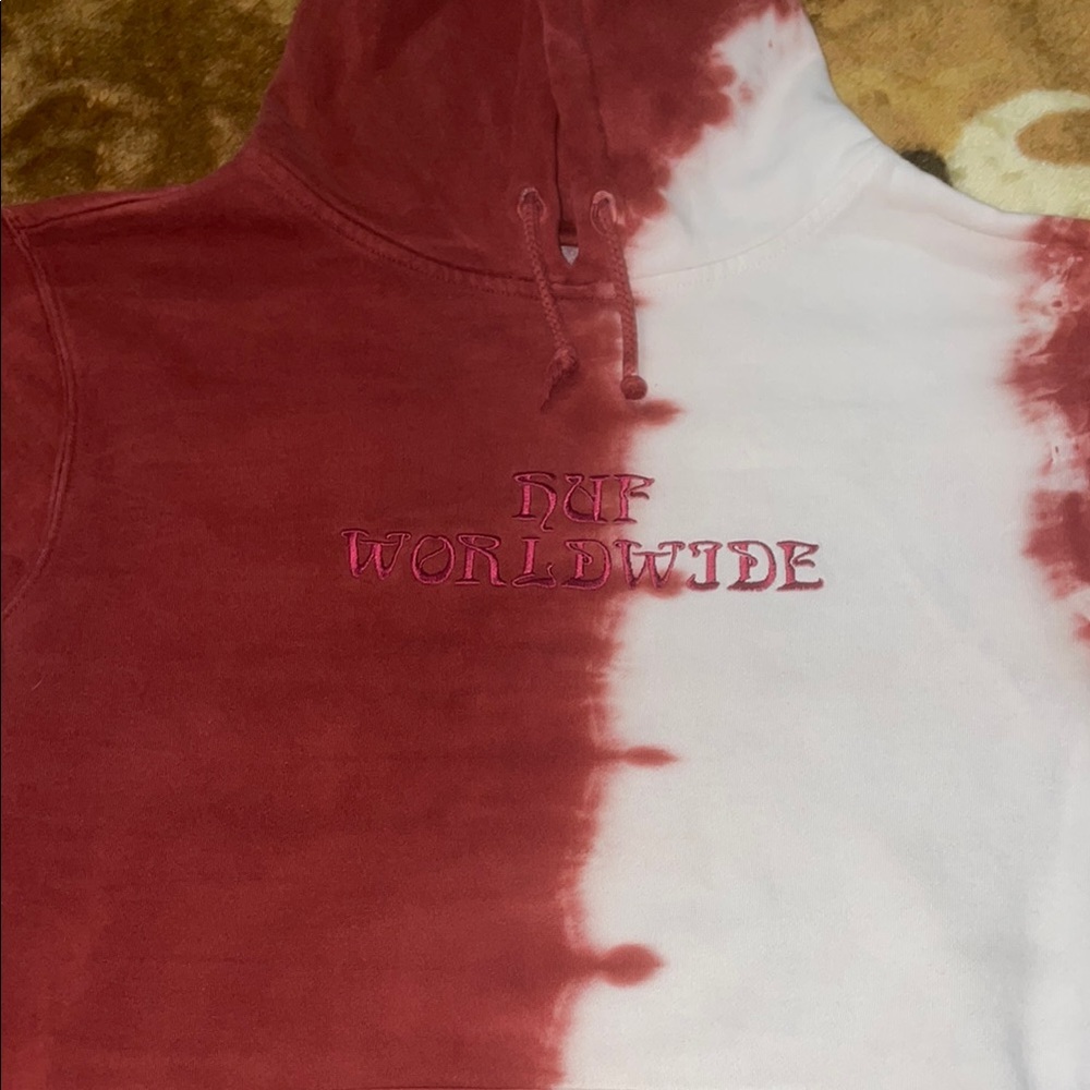 HUF Worldwide Red and White Hoodie